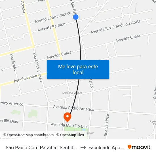 São Paulo Com Paraíba | Sentido Sul to Faculdade Apoena map