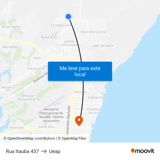 Rua Itauba 437 to Ueap map