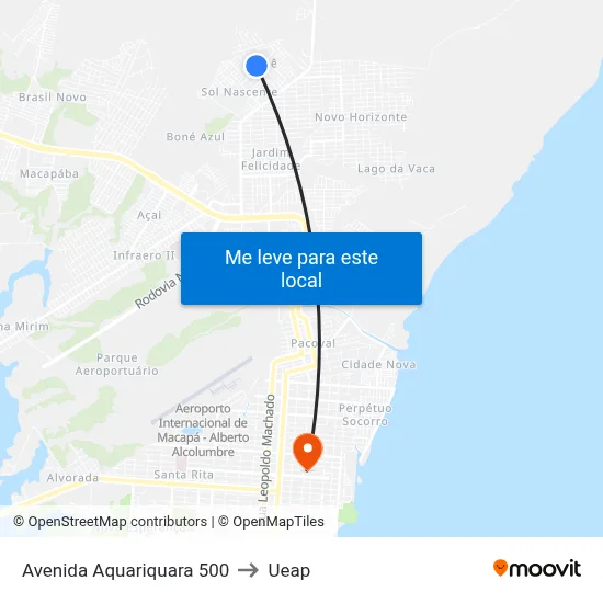 Avenida Aquariquara 500 to Ueap map