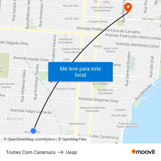 Tostes Com Caramuru to Ueap map