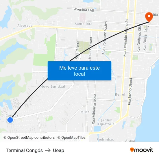 Terminal Congós to Ueap map