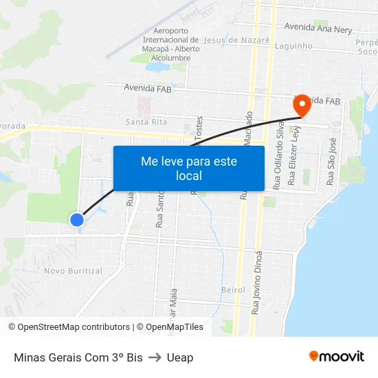 Minas Gerais Com 3º Bis to Ueap map