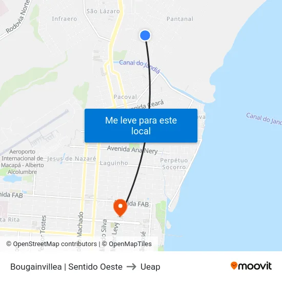 Bougainvillea | Sentido Oeste to Ueap map