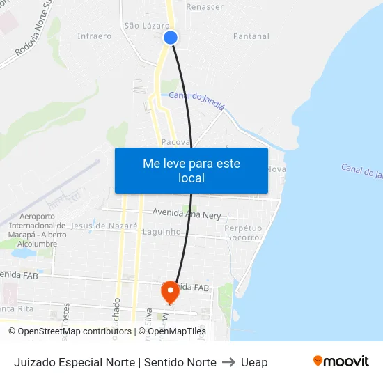 Juizado Especial Norte | Sentido Norte to Ueap map
