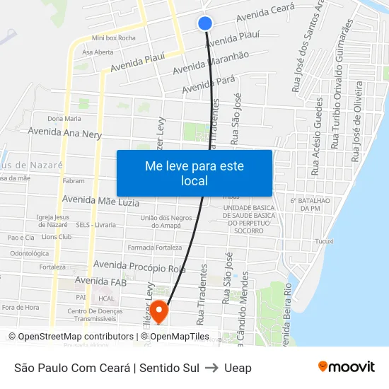 São Paulo Com Ceará | Sentido Sul to Ueap map