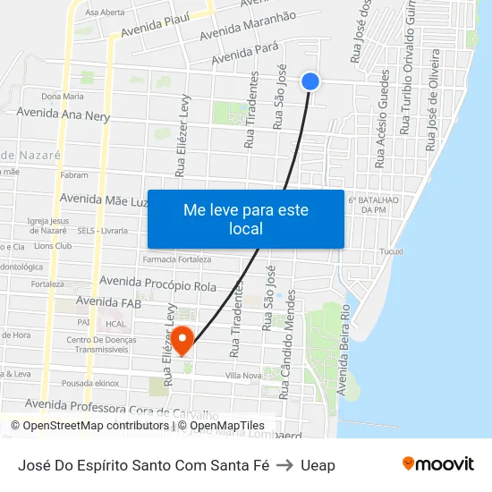 José Do Espírito Santo Com Santa Fé to Ueap map