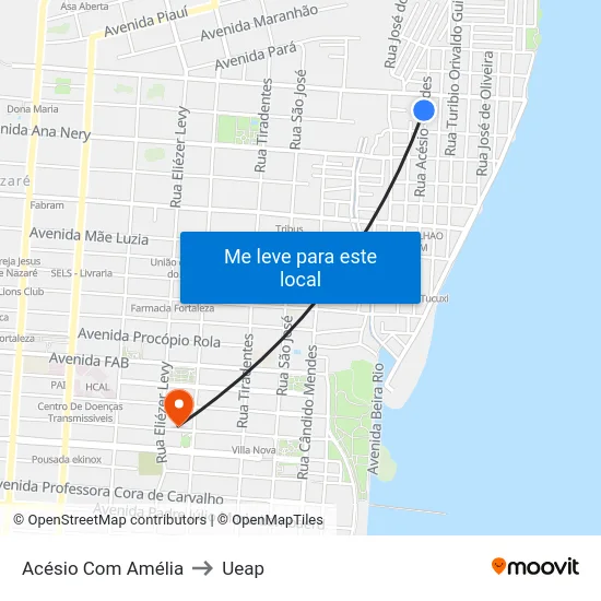 Acésio Com Amélia to Ueap map
