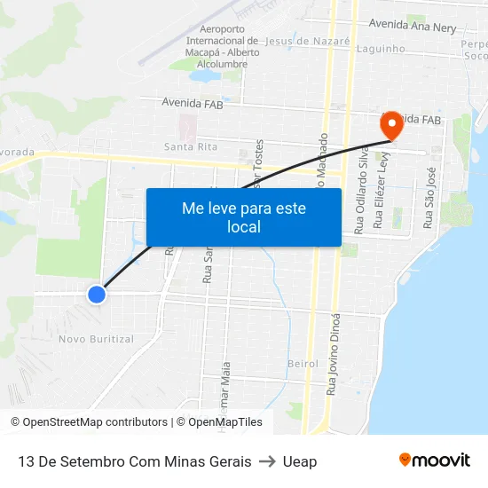 13 De Setembro Com Minas Gerais to Ueap map