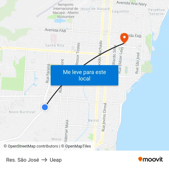 Res. São José to Ueap map