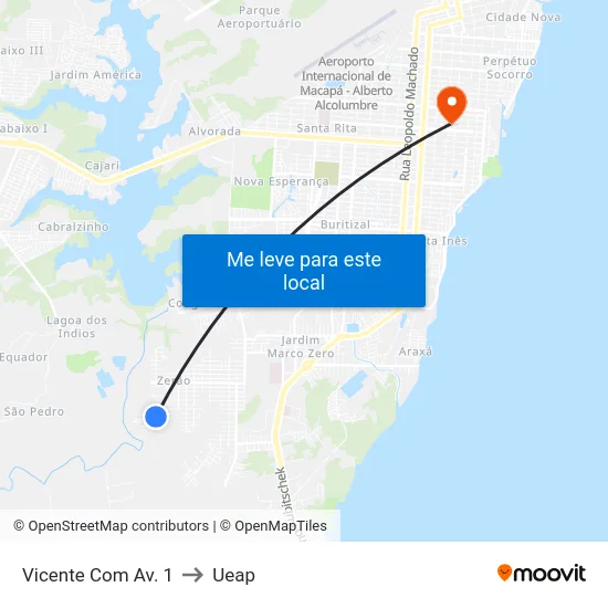 Vicente Com Av. 1 to Ueap map