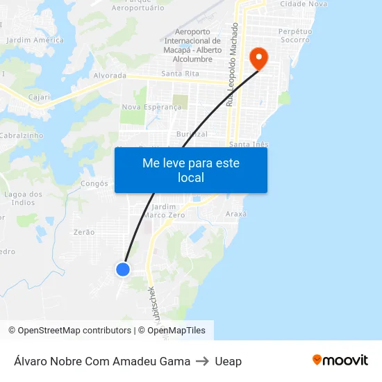 Álvaro Nobre Com Amadeu Gama to Ueap map