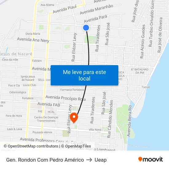 Gen. Rondon Com Pedro Américo to Ueap map
