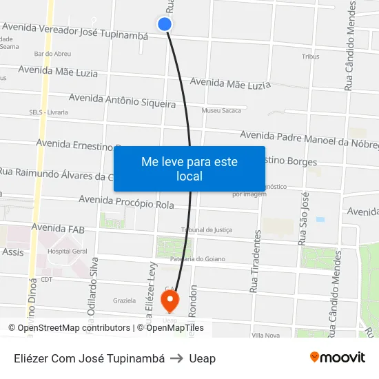 Eliézer Com José Tupinambá to Ueap map