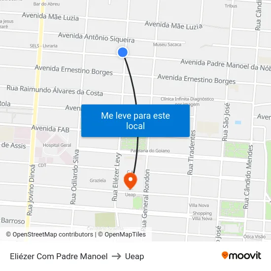 Eliézer Com Padre Manoel to Ueap map