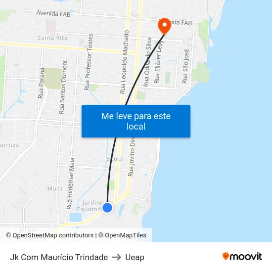 Jk Com Maurício Trindade to Ueap map