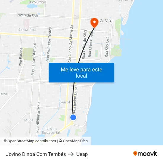 Jovino Dinoá Com Tembés to Ueap map