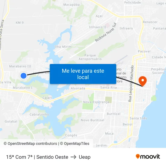 15ª Com 7ª | Sentido Oeste to Ueap map