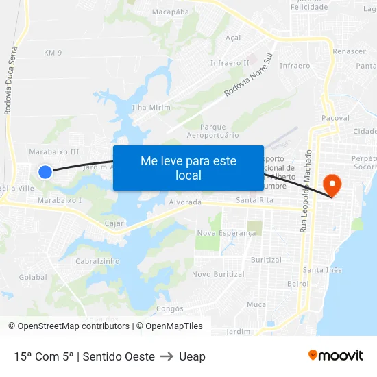 15ª Com 5ª | Sentido Oeste to Ueap map