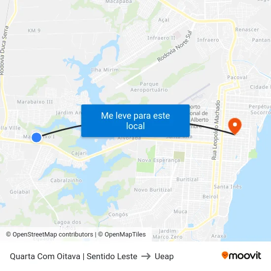 Quarta Com Oitava | Sentido Leste to Ueap map