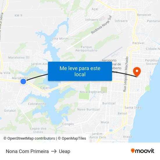 Nona Com Primeira to Ueap map