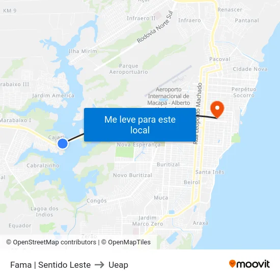 Fama | Sentido Leste to Ueap map