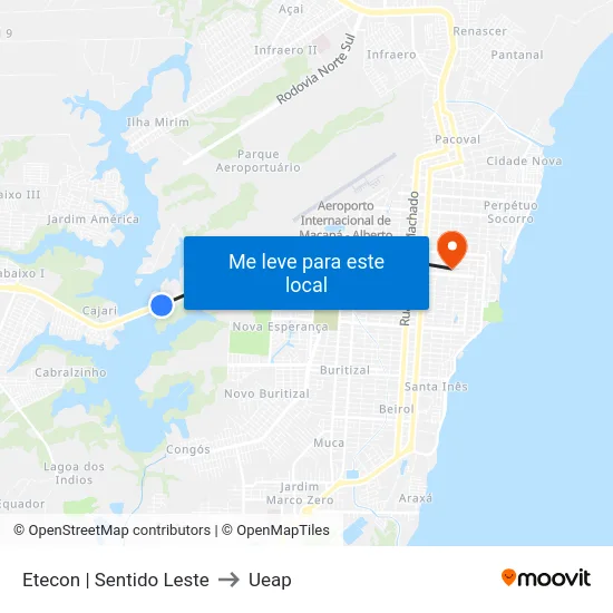 Etecon | Sentido Leste to Ueap map