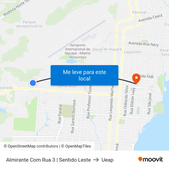 Almirante Com Rua 3 | Sentido Leste to Ueap map
