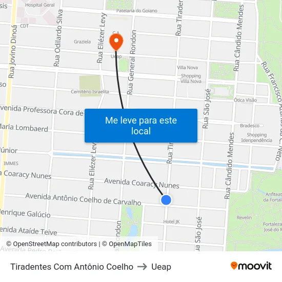 Tiradentes Com Antônio Coelho to Ueap map