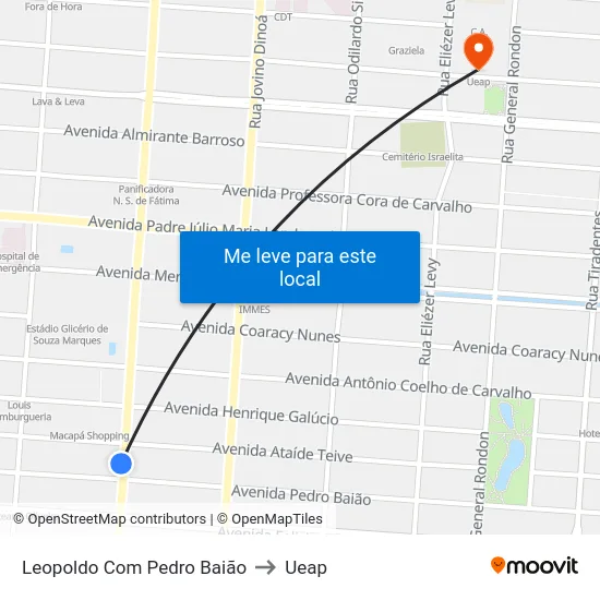 Leopoldo Com Pedro Baião to Ueap map