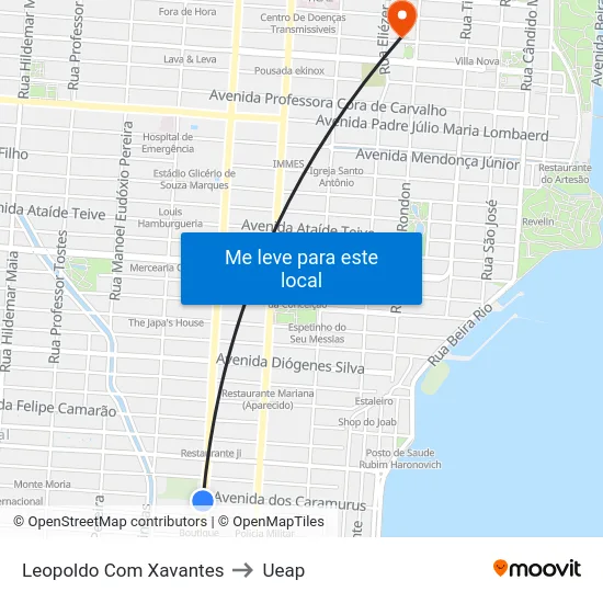 Leopoldo Com Xavantes to Ueap map