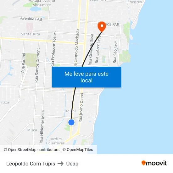 Leopoldo Com Tupis to Ueap map