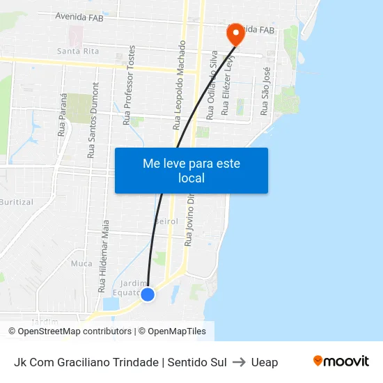 Jk Com Graciliano Trindade | Sentido Sul to Ueap map