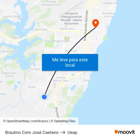 Braulino Com José Caetano to Ueap map