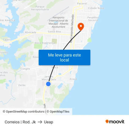 Correios | Rod. Jk to Ueap map