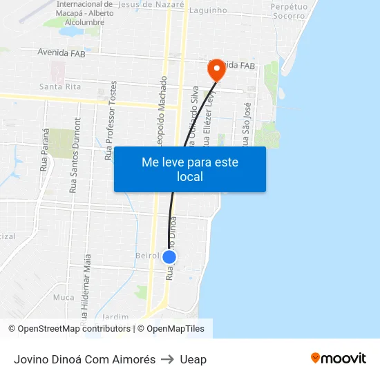 Jovino Dinoá Com Aimorés to Ueap map