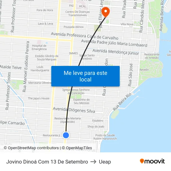 Jovino Dinoá Com 13 De Setembro to Ueap map