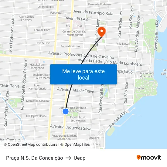 Praça N.S. Da Conceição to Ueap map