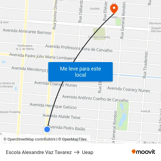 Escola Alexandre Vaz Tavarez to Ueap map