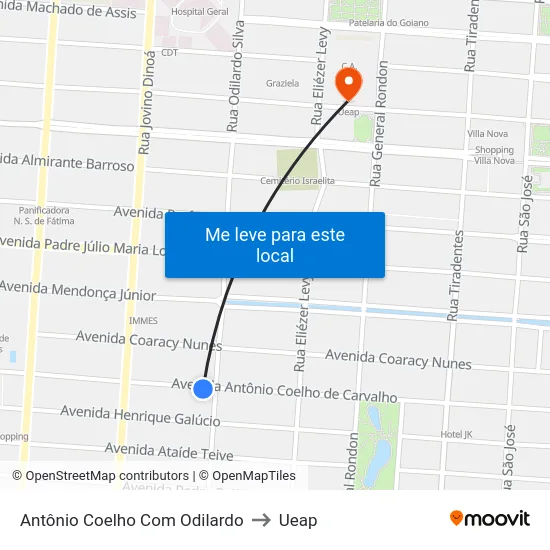 Antônio Coelho Com Odilardo to Ueap map