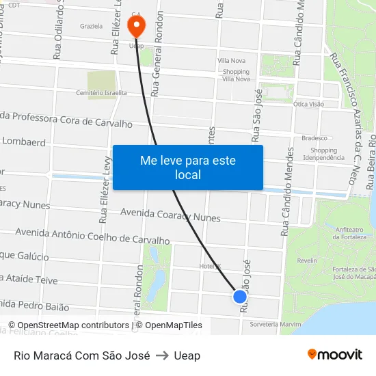 Rio Maracá Com São José to Ueap map