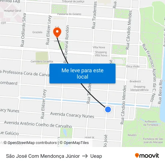 São José Com Mendonça Júnior to Ueap map
