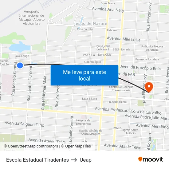 Escola Estadual Tiradentes to Ueap map