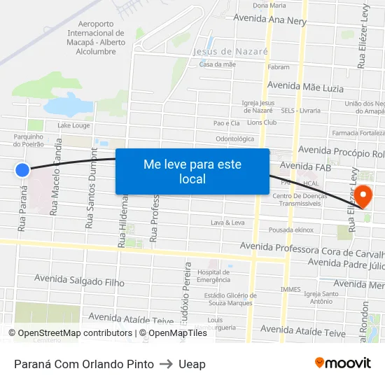 Paraná Com Orlando Pinto to Ueap map