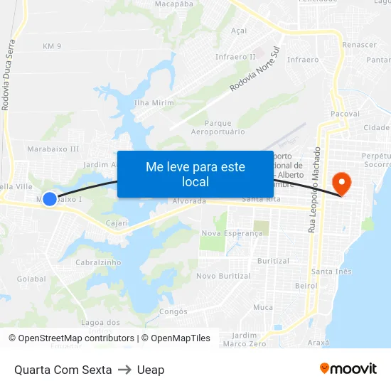 Quarta Com Sexta to Ueap map