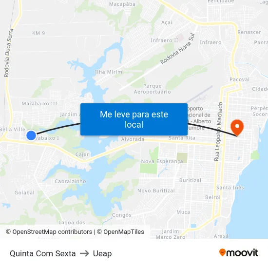 Quinta Com Sexta to Ueap map