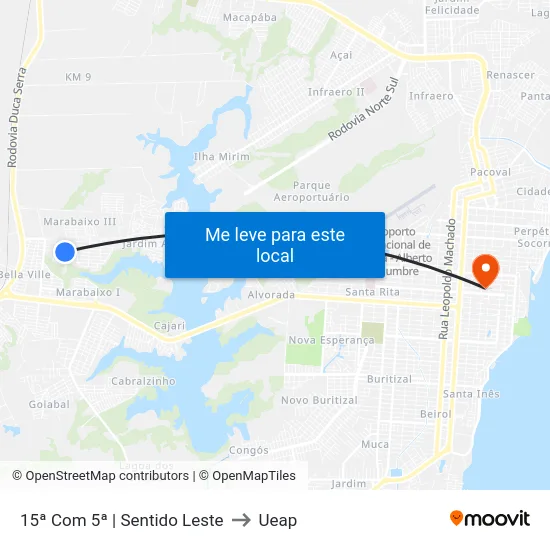 15ª Com 5ª | Sentido Leste to Ueap map