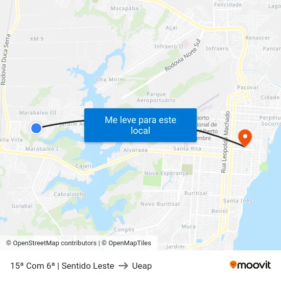 15ª Com 6ª | Sentido Leste to Ueap map