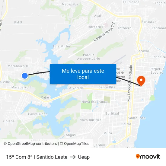 15ª Com 8ª | Sentido Leste to Ueap map