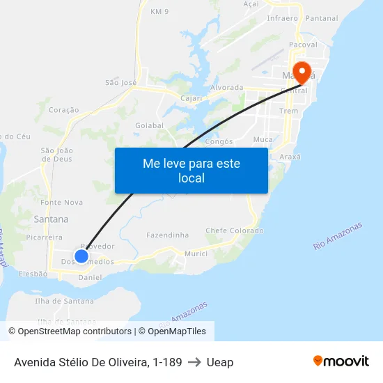 Avenida Stélio De Oliveira, 1-189 to Ueap map