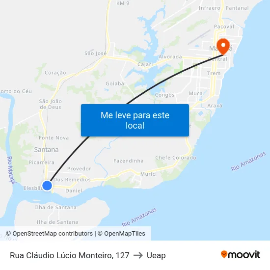 Rua Cláudio Lúcio Monteiro, 127 to Ueap map